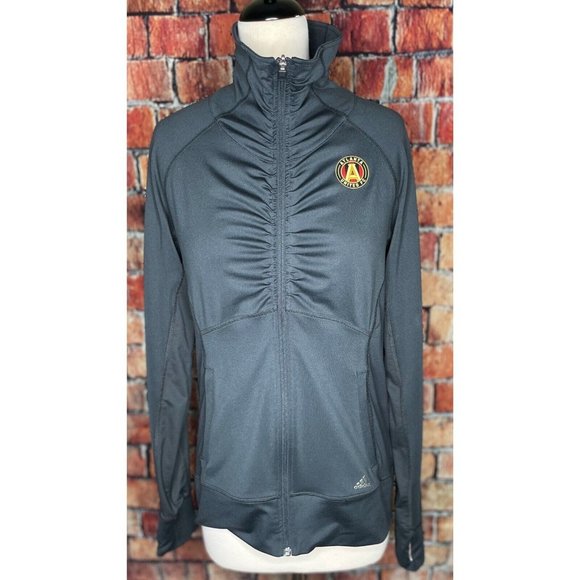 Atlanta United MLS Adidas Climalite Women’s Gray Zip Track Jacket Medium 12-14 - Picture 1 of 7